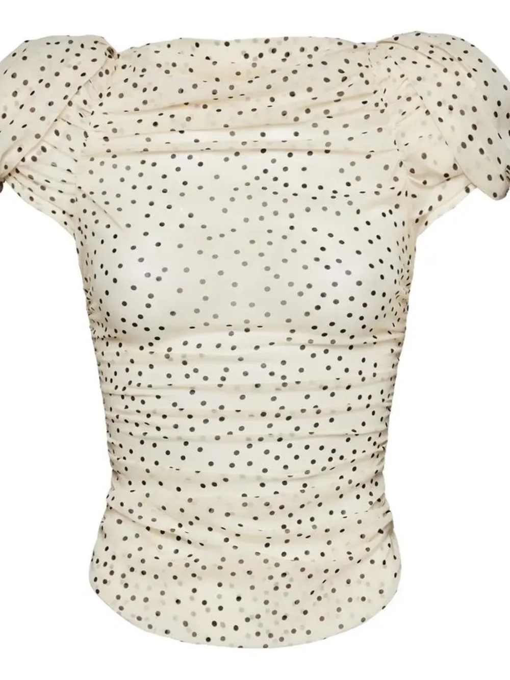 H&M Off White Polka Dot Puff Sleeve Top - Women's Sz Med